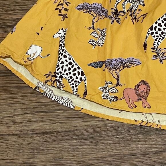 ModCloth Mini Skater Safari Animal Skirt Mustard Yellow White Black Pink Size M - Picture 6 of 13